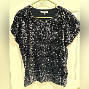 New without tags Navy blue sequin short sleeve top size L